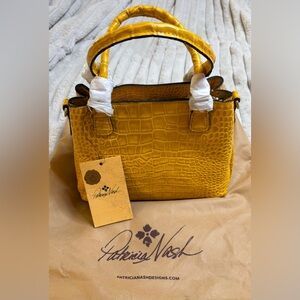 Patricia Nash Mustard Croc-Embossed Satchel